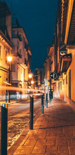 [2436x1125]街道 灯光 夜景 夜晚 苹果手机壁纸图片