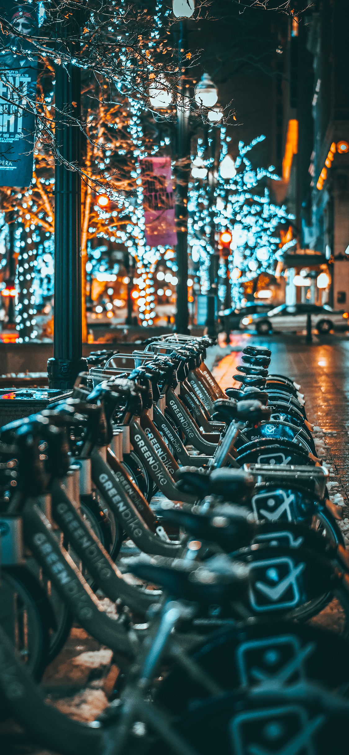 [2436×1125]街道 街景 共享单车 苹果手机壁纸图片