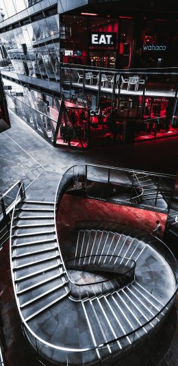 [2436x1125]街道 阶梯 旋转 建筑 苹果手机壁纸图片