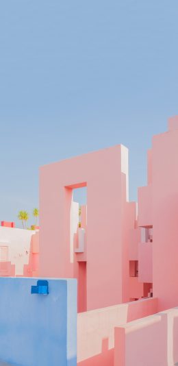 [2436x1125]西班牙 红墙 建筑 现代 苹果手机壁纸图片