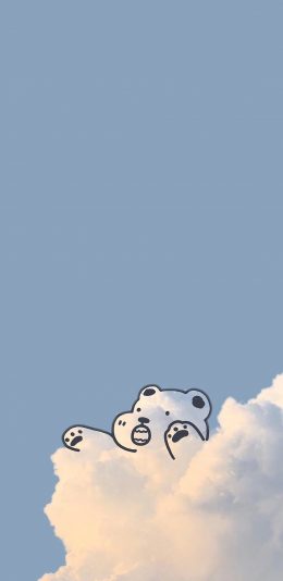 [2436x1125]趣味 小熊 云彩 云朵 苹果手机壁纸图片