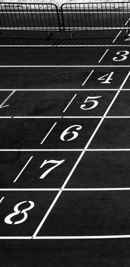 [2436x1125]跑道 运动场 运动 黑白 苹果手机壁纸图片