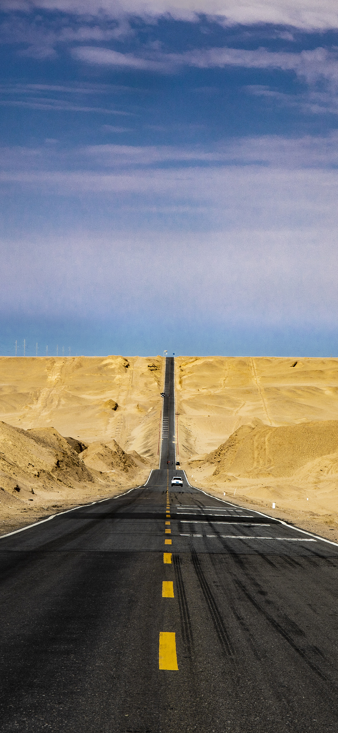 [2436×1125]路 天空 方向  郊外 荒芜 苹果手机壁纸图片