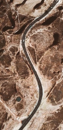 [2436x1125]路 荒漠 曲线 行驶 苹果手机壁纸图片