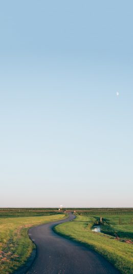 [2436x1125]路 蜿蜒 弯曲 草原 苹果手机壁纸图片