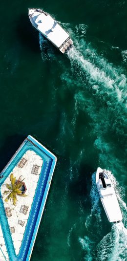 [2436x1125]轮船 码头 海水 休闲 苹果手机壁纸图片