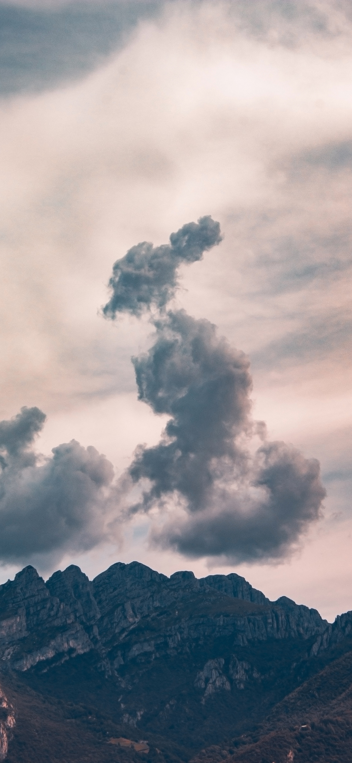 [2436×1125]远眺 山川 云彩 高空 苹果手机壁纸图片