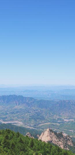 [2436x1125]远眺 蓝天 山川 蔚蓝 苹果手机壁纸图片