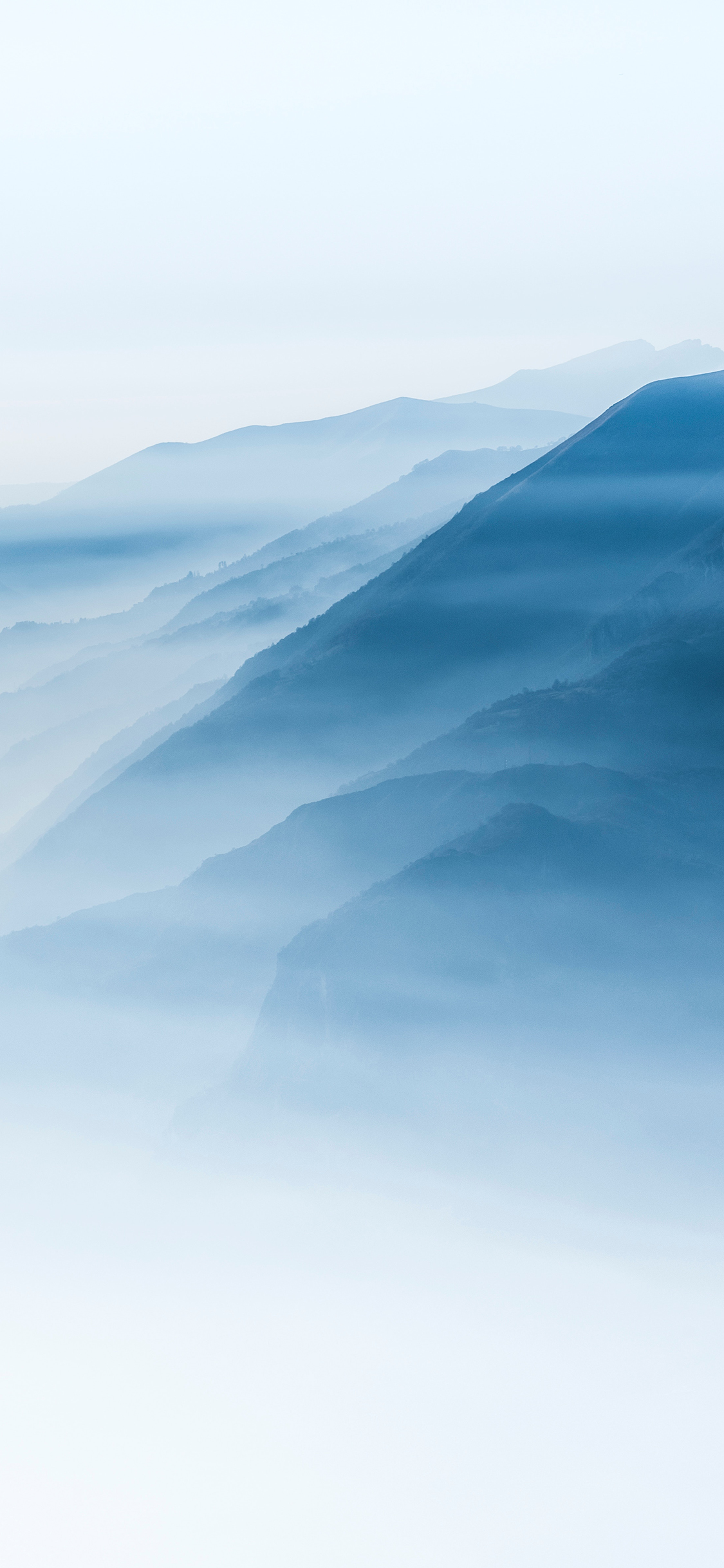 [2436×1125]远眺 高山 云层 高空 苹果手机壁纸图片