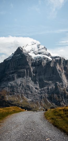 [2436x1125]道路 天空 雪峰 高山 苹果手机壁纸图片