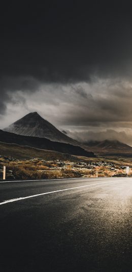 [2436x1125]道路 山峰 天空 自然风景 苹果手机壁纸图片