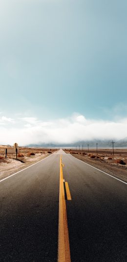 [2436x1125]道路 荒野 公路 天空 苹果手机壁纸图片