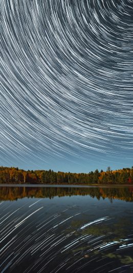[2436x1125]郊外 夜景 星轨 壮观 苹果手机壁纸图片