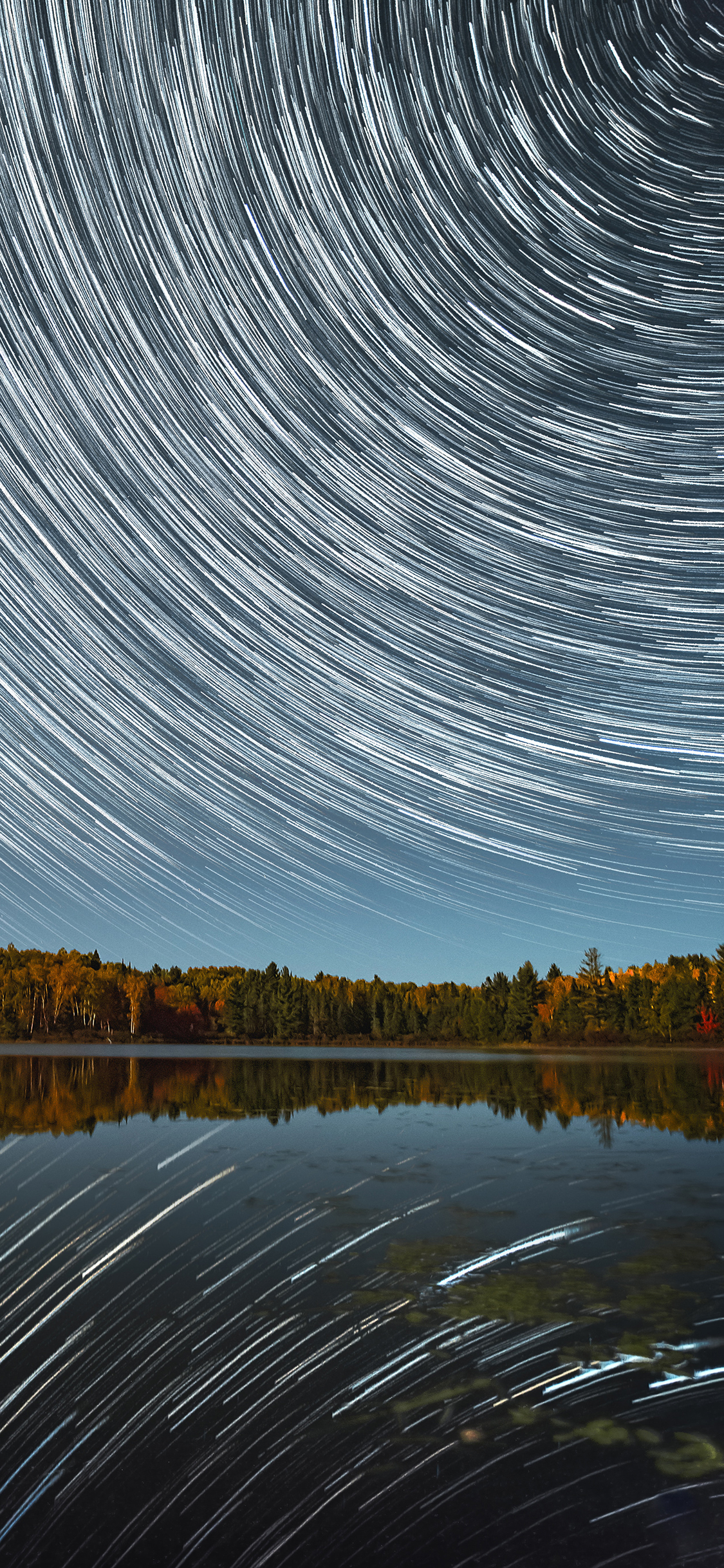 [2436×1125]郊外 夜景 星轨 壮观 苹果手机壁纸图片