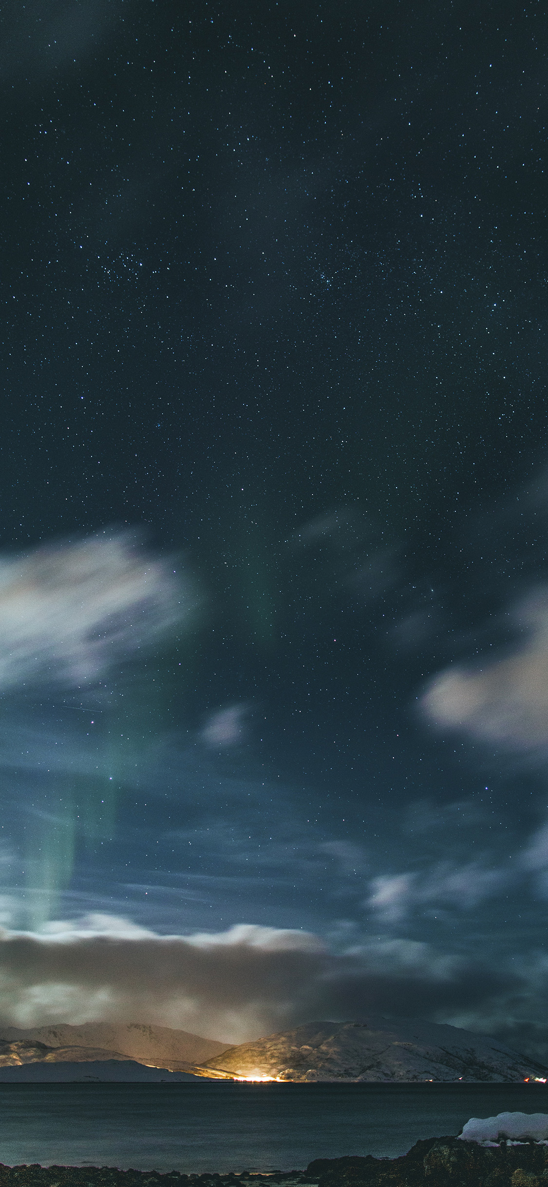 [2436×1125]郊外 天空 星空夜景 苹果手机壁纸图片