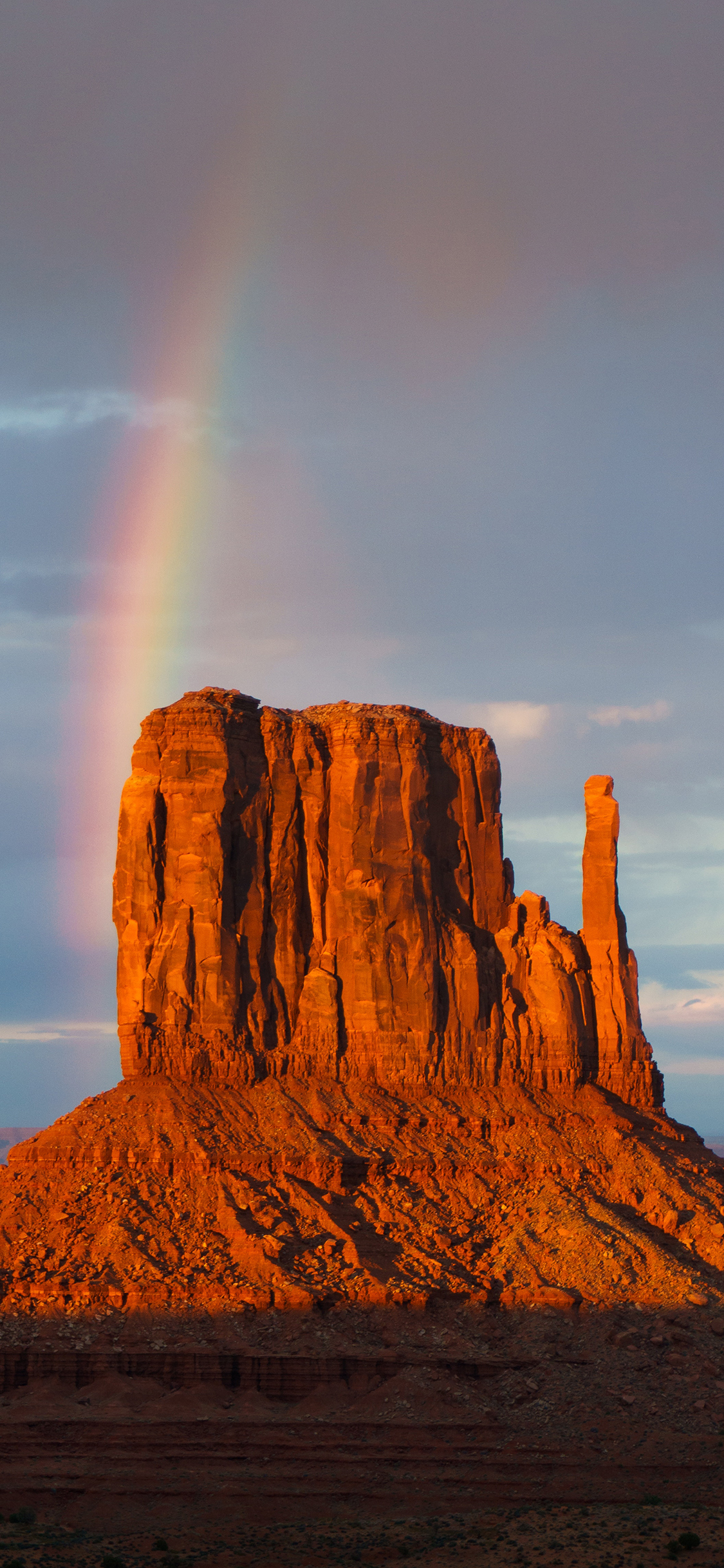[2436×1125]郊外 小山峰 彩虹 自然 苹果手机壁纸图片
