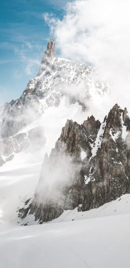 [2436x1125]郊外 山峰 白雪覆盖 雪山 苹果手机壁纸图片