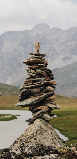 [2436x1125]郊外 山峰 石头 堆叠 苹果手机壁纸图片