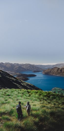 [2436x1125]郊外 山河美景 草地 苹果手机壁纸图片