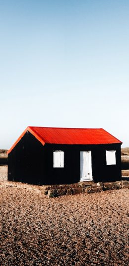 [2436x1125]郊外 建筑 房屋 红黑色 苹果手机壁纸图片