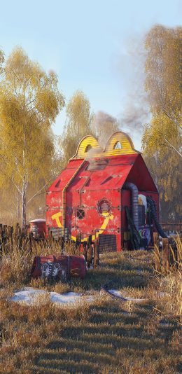 [2436x1125]郊外 林木 麦当劳屋 生产 苹果手机壁纸图片