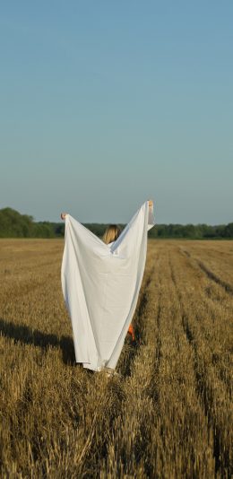 [2436x1125]郊外 稻田 写真 白色床单 苹果手机壁纸图片