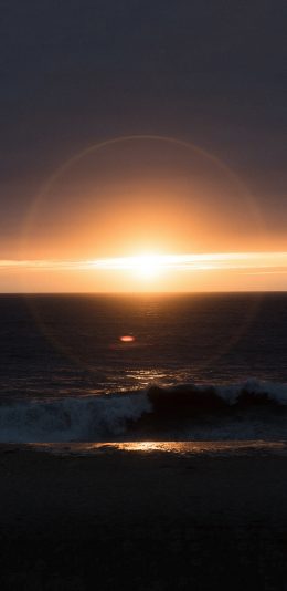 [2436x1125]郊外 自然 光晕 大海 苹果手机壁纸图片
