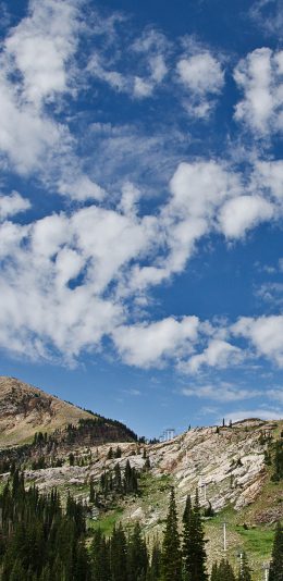 [2436x1125]郊外 蓝天白云 山峰 自然美景 苹果手机壁纸图片