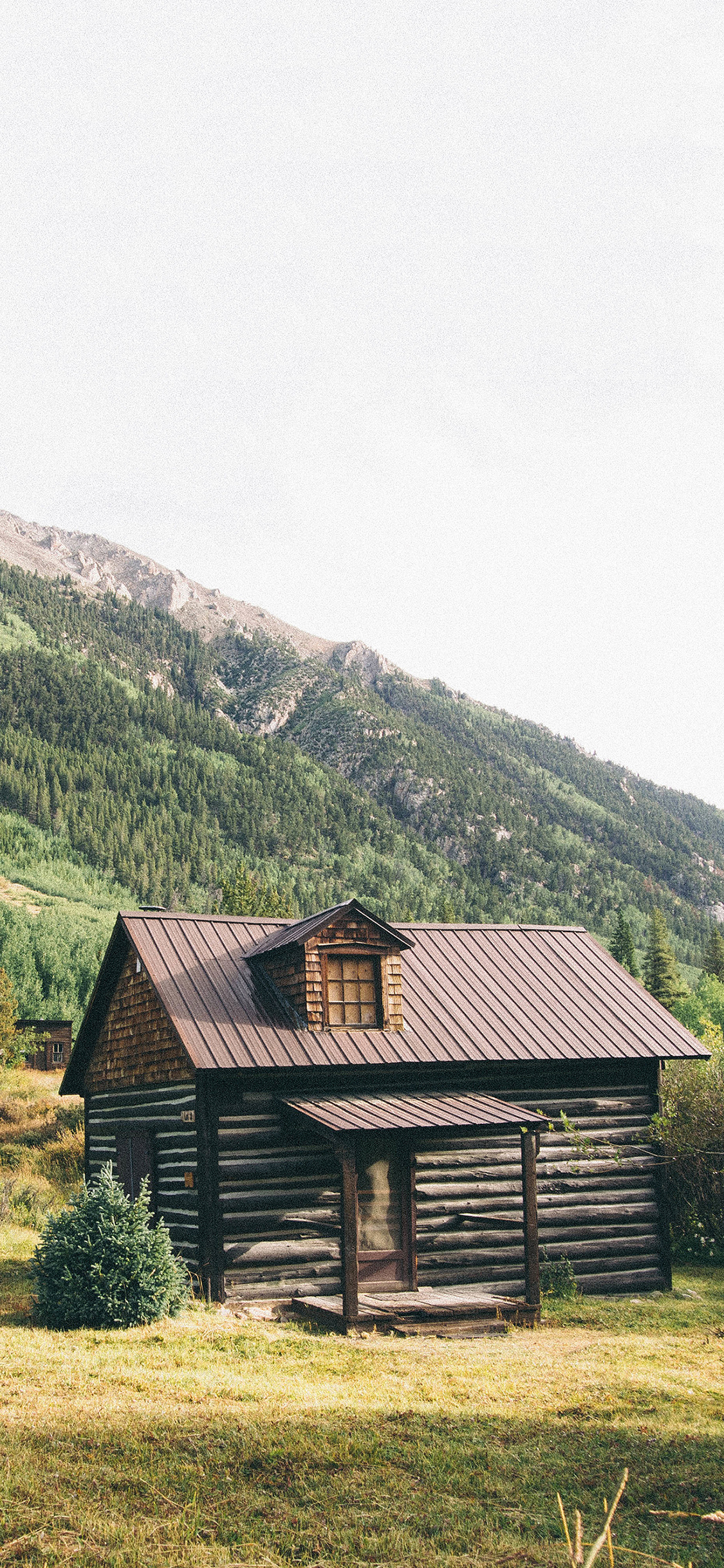 [2436×1125]郊外风景 青翠 小木屋 苹果手机壁纸图片