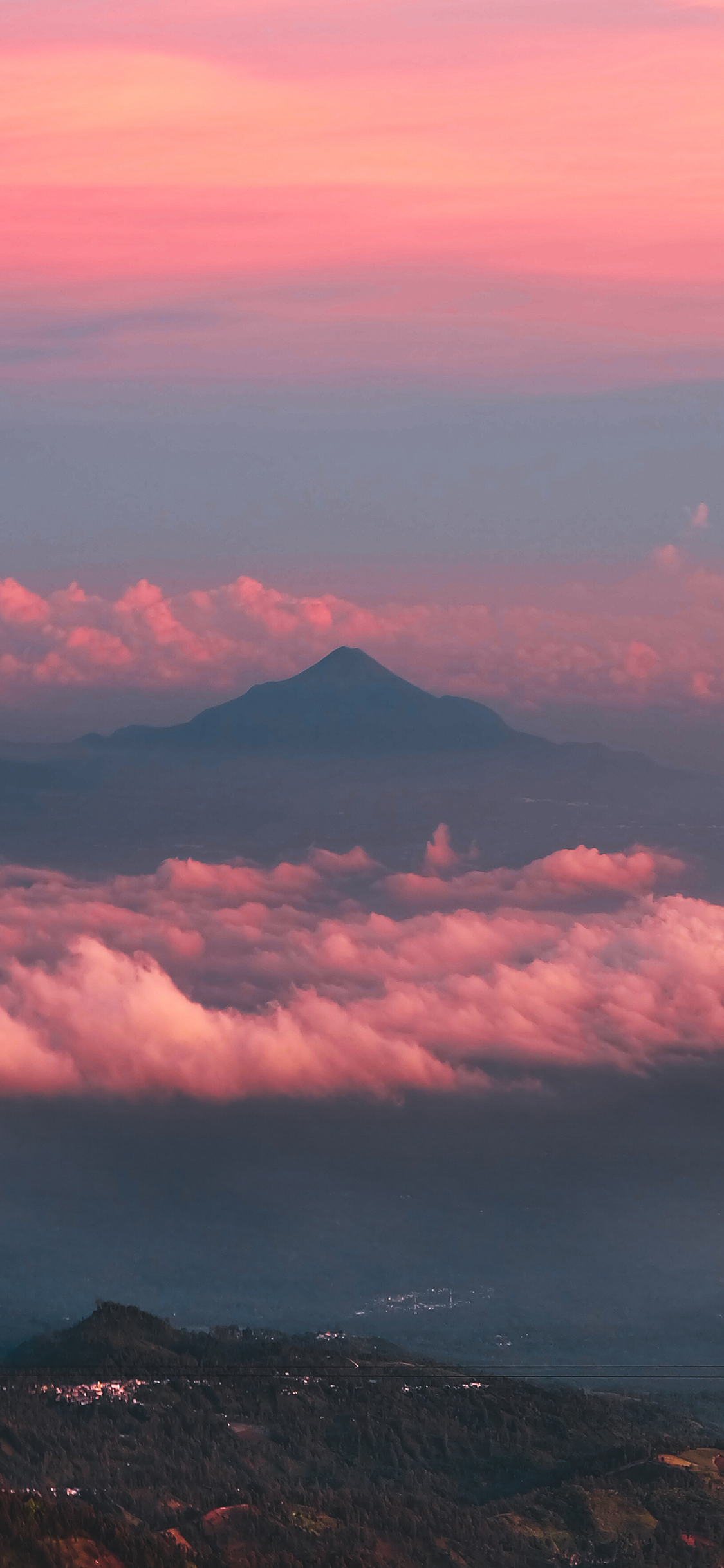 [2436×1125]金色 遥望 彩霞云彩 苹果手机壁纸图片