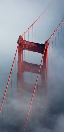 [2436x1125]金门大桥 云雾 朦胧 苹果手机壁纸图片