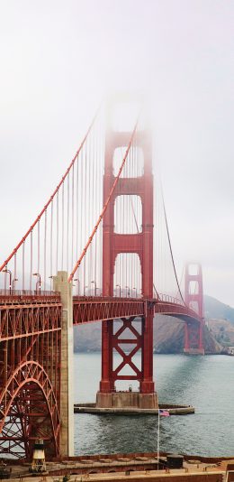 [2436x1125]金门大桥 桥梁 旧金山 河流 苹果手机壁纸图片