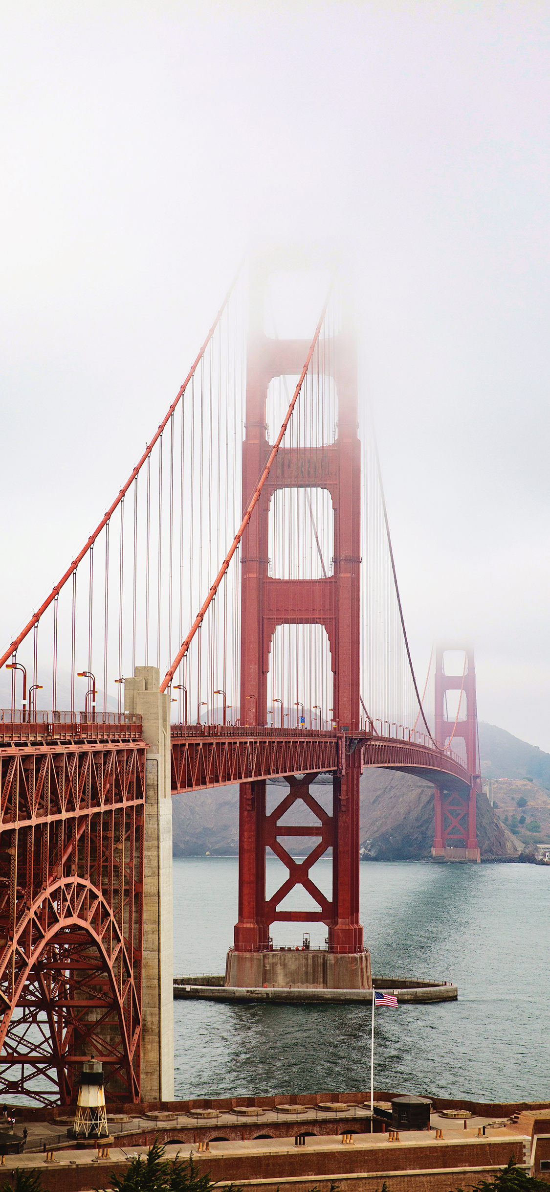 [2436×1125]金门大桥 桥梁 旧金山 河流 苹果手机壁纸图片