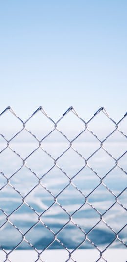 [2436x1125]铁丝网 蓝色 渐变 苹果手机壁纸图片