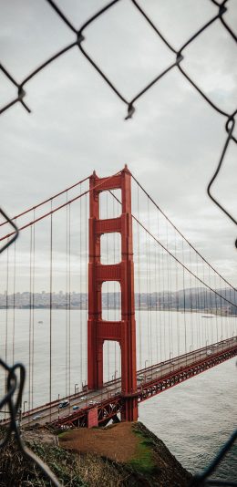[2436x1125]铁网 金门大桥 旧金山 苹果手机壁纸图片