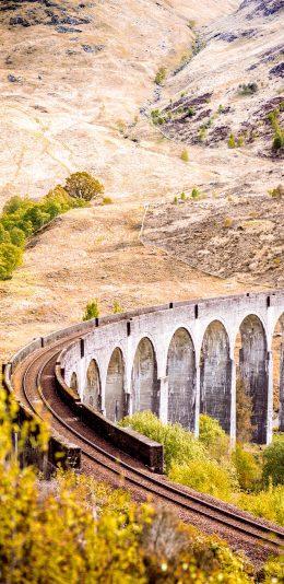 [2436x1125]铁路 桥梁 野外 铁轨 苹果手机壁纸图片