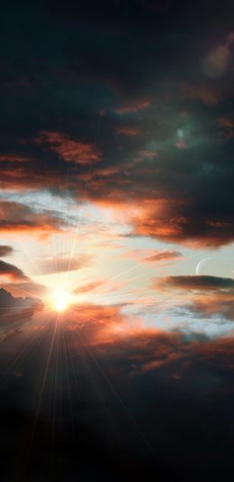 [2436x1125]阳光 云层 彩霞 太阳 苹果手机壁纸图片