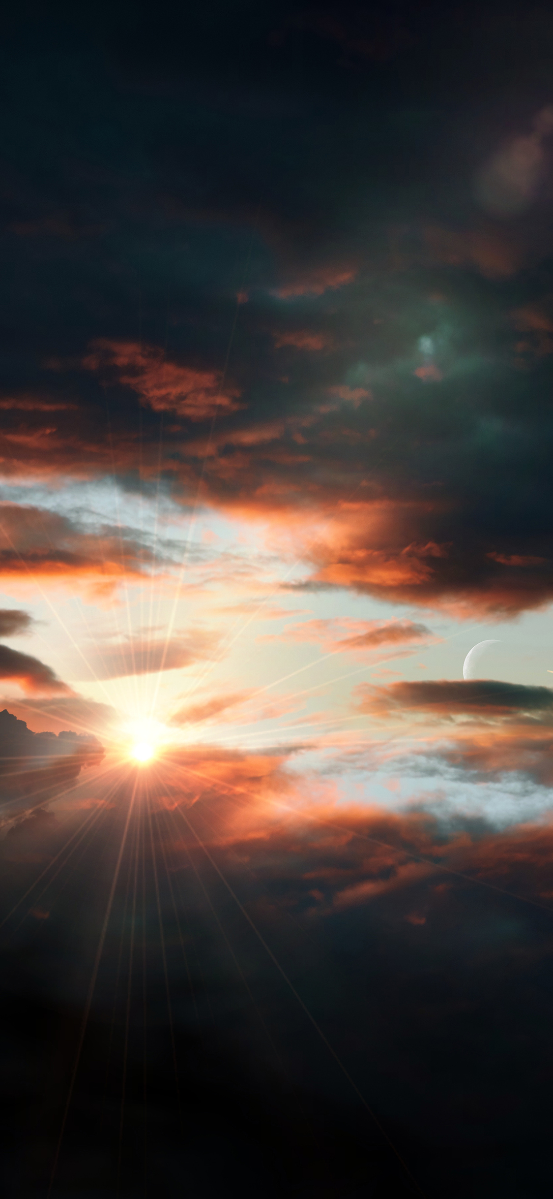 [2436×1125]阳光 云层 彩霞 太阳 苹果手机壁纸图片