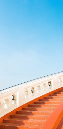 [2436x1125]阶梯 扶手 天空 蔚蓝 苹果手机壁纸图片