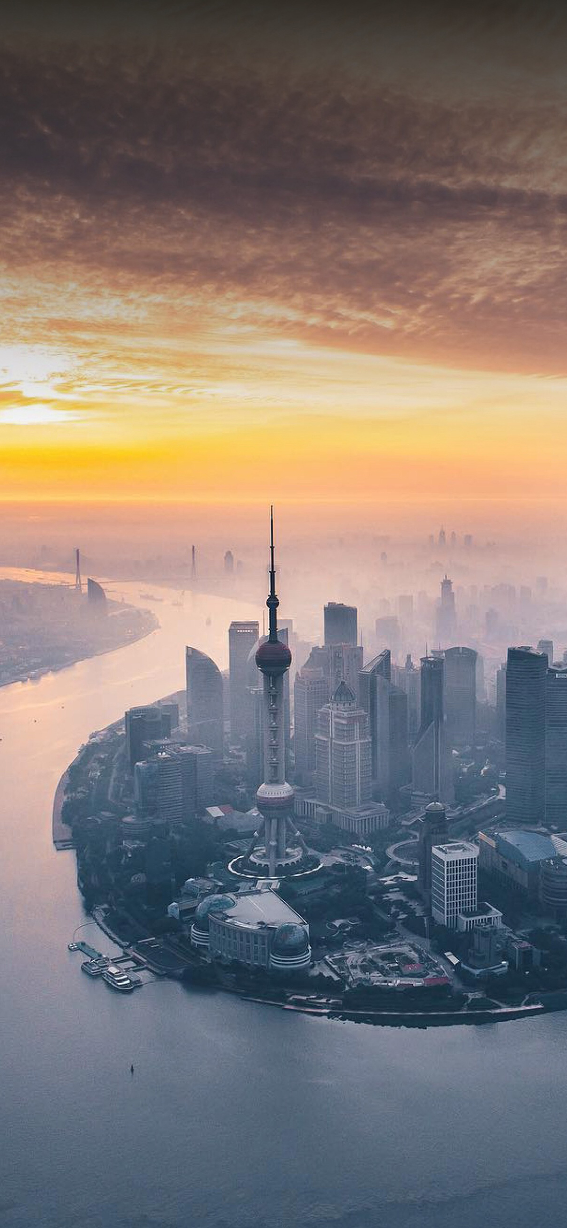 [2436×1125]陆家嘴 东方明珠 上海 地标 苹果手机壁纸图片