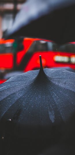 [2436x1125]雨 伞 街道 城市 雨水 苹果手机壁纸图片