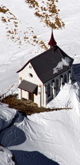 [2436x1125]雪地 白雪覆盖 建筑 房屋 苹果手机壁纸图片