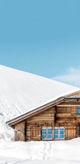 [2436x1125]雪季 房屋 木屋 大雪 苹果手机壁纸图片