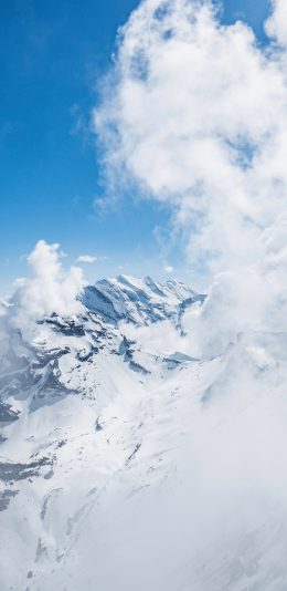 [2436x1125]雪山 云 蓝白 寒冷 高处 苹果手机壁纸图片