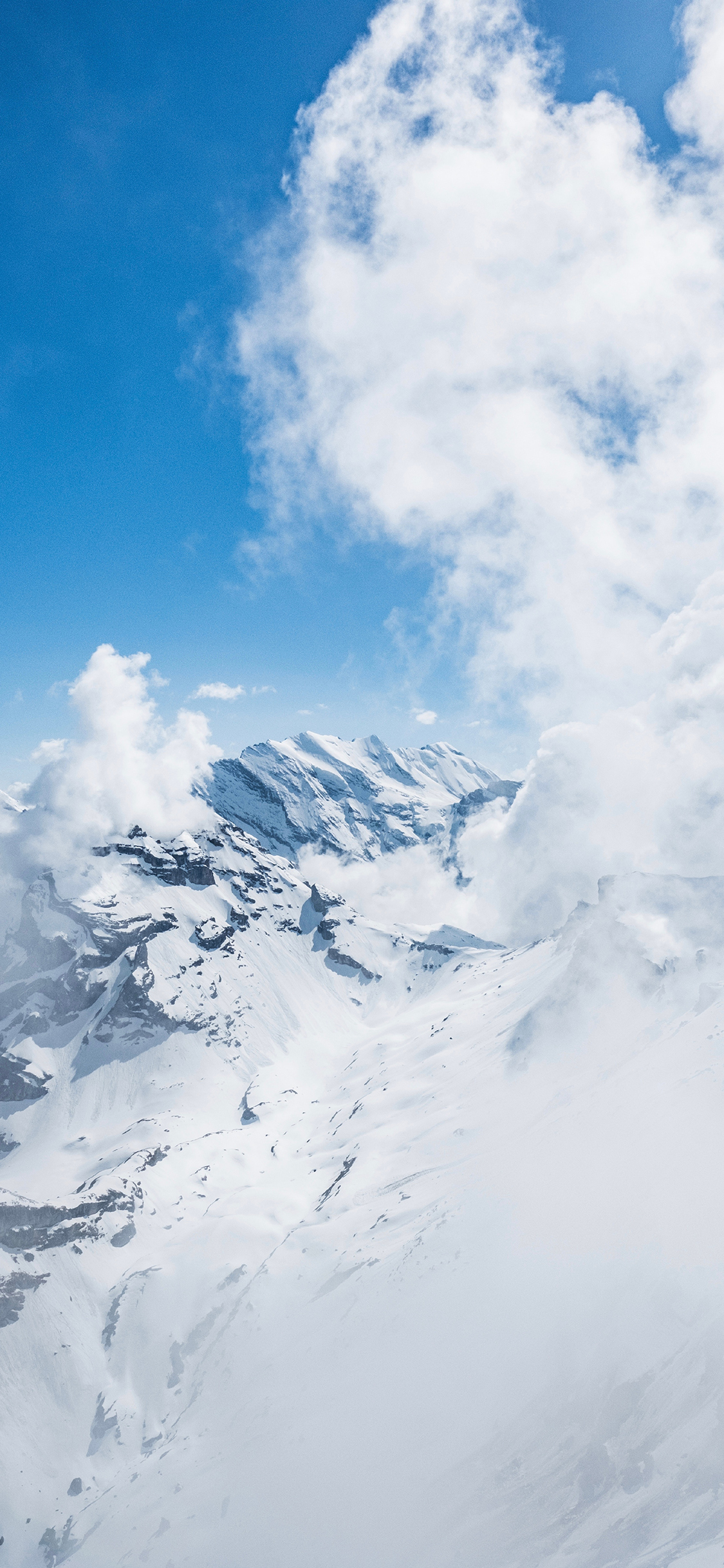 [2436×1125]雪山 云 蓝白 寒冷 高处 苹果手机壁纸图片