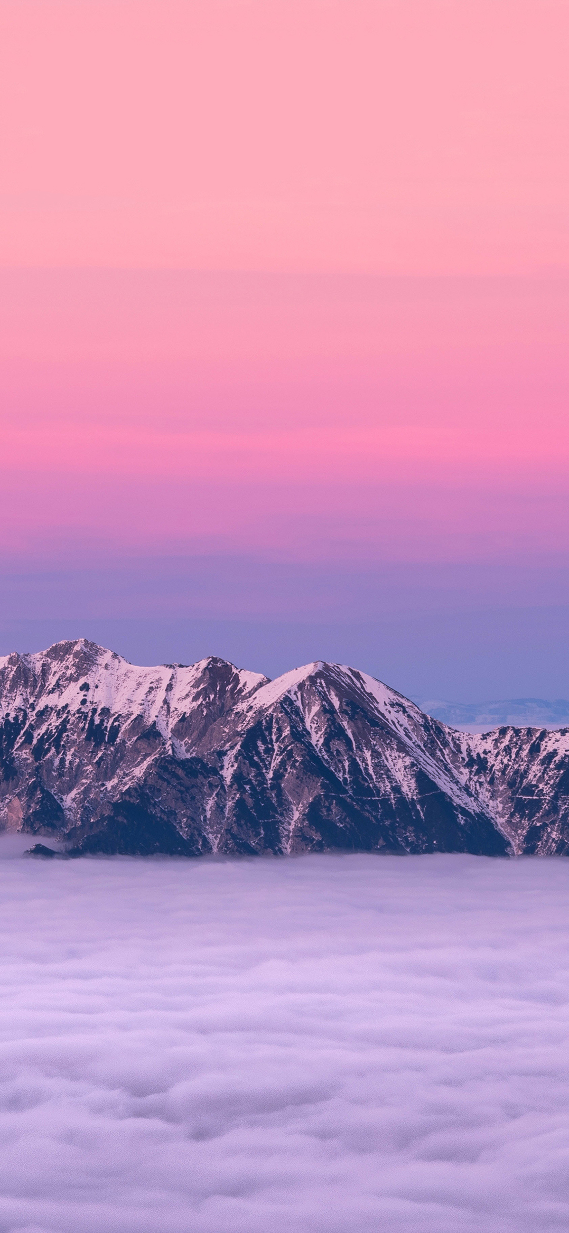 [2436×1125]雪山 云层 云端 渐变 天空 紫色 苹果手机壁纸图片