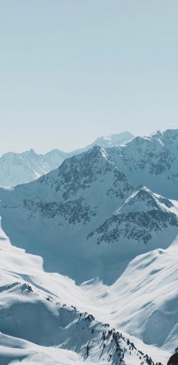 [2436x1125]雪山 冬季 雪峰 山顶 苹果手机壁纸图片