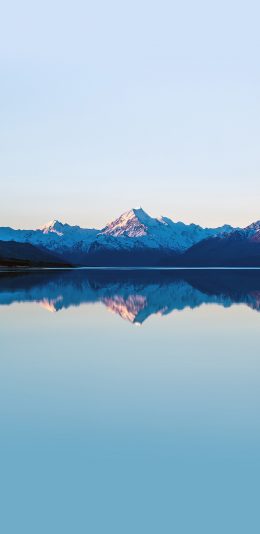 [2436x1125]雪山 对称 倒影 山水 蓝色 大自然 苹果手机壁纸图片