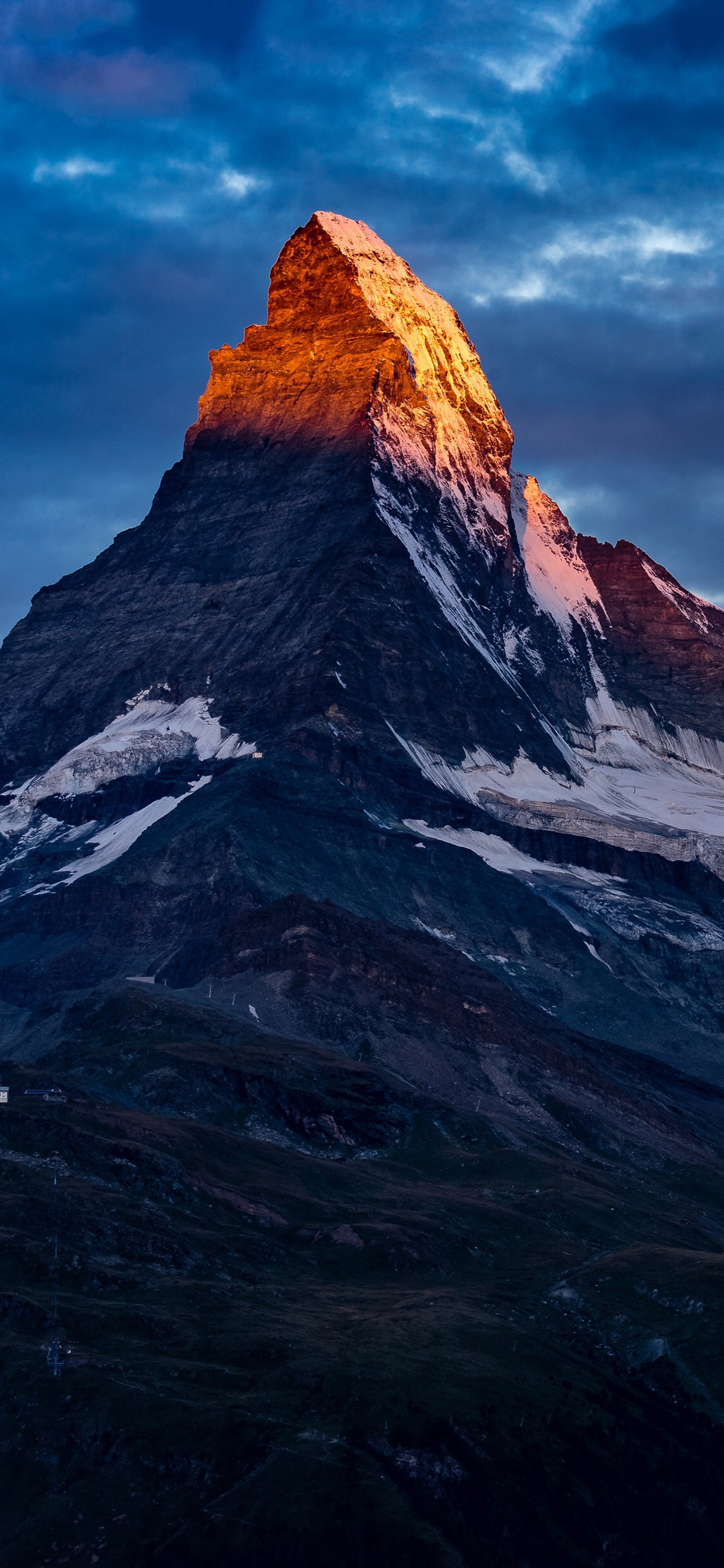 [2436×1125]雪山 山峰 阳光 大自然 苹果手机壁纸图片