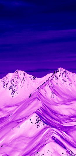 [2436x1125]雪山 滤镜 紫色调 风景 苹果手机壁纸图片